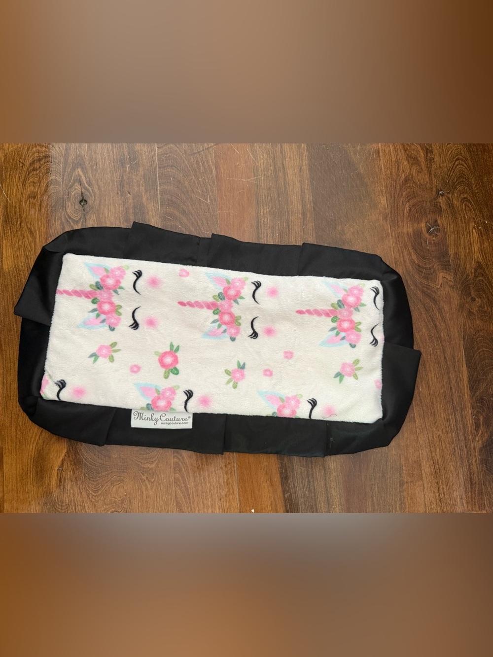 Minky Couture infant soother blanket unicorn flower print 20” by 11”